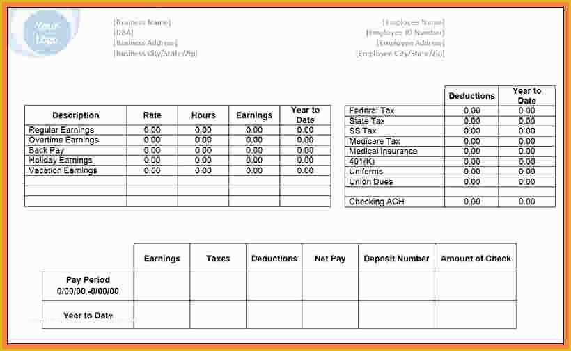 Free Online Pay Stub Template Of 9 Free Pay Stub Template