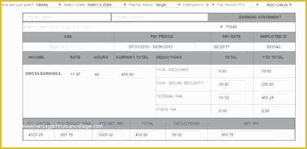 Free Online Pay Stub Template Of Free Pay Stub Template with Calculator Paycheck Stubs