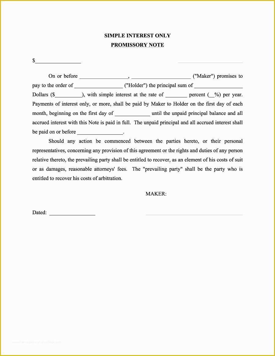 50 Free Online Promissory Note Template