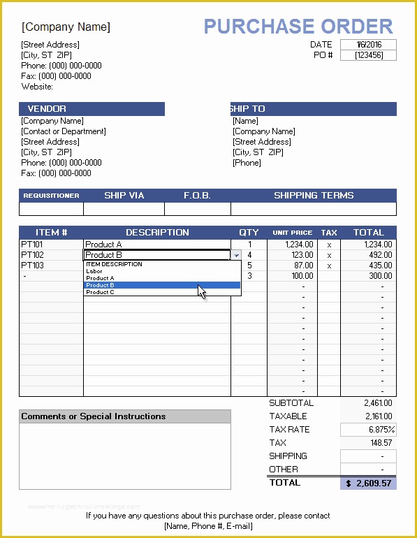Free Online Purchase order Template Of Free Purchase order Template with Price List