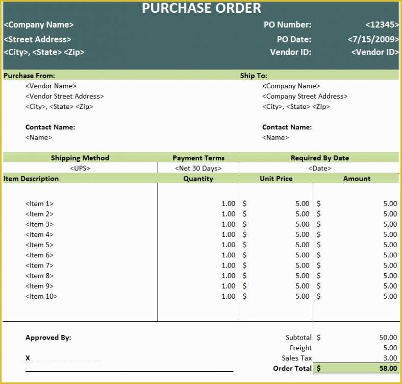 Free Online Purchase order Template Of Purchase order Template Free Templates