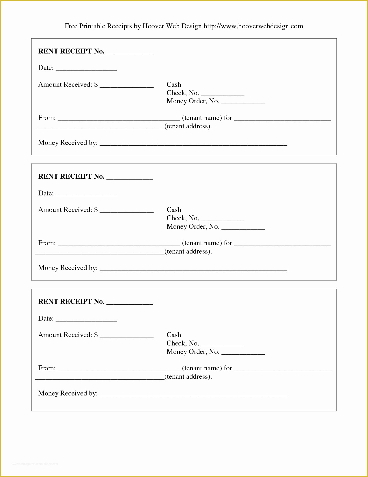 Printable Blank Receipt