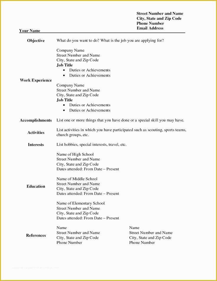 Free Online Resume Templates Download Of Download Free Blank Resume form Template