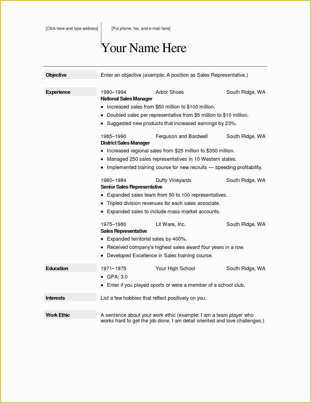 Free Online Resume Templates Download Of Free Resume Templates Download