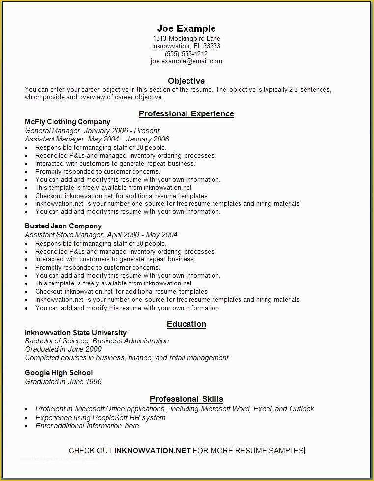 Free Online Resume Templates Printable Of Demo Resume