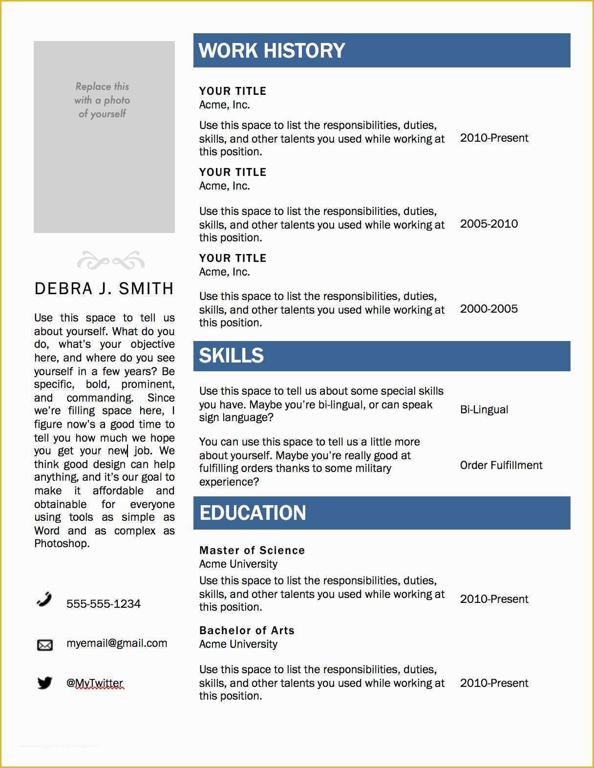 Free Online Resume Templates Printable Of Free Microsoft Word Resume Template — Superpixel