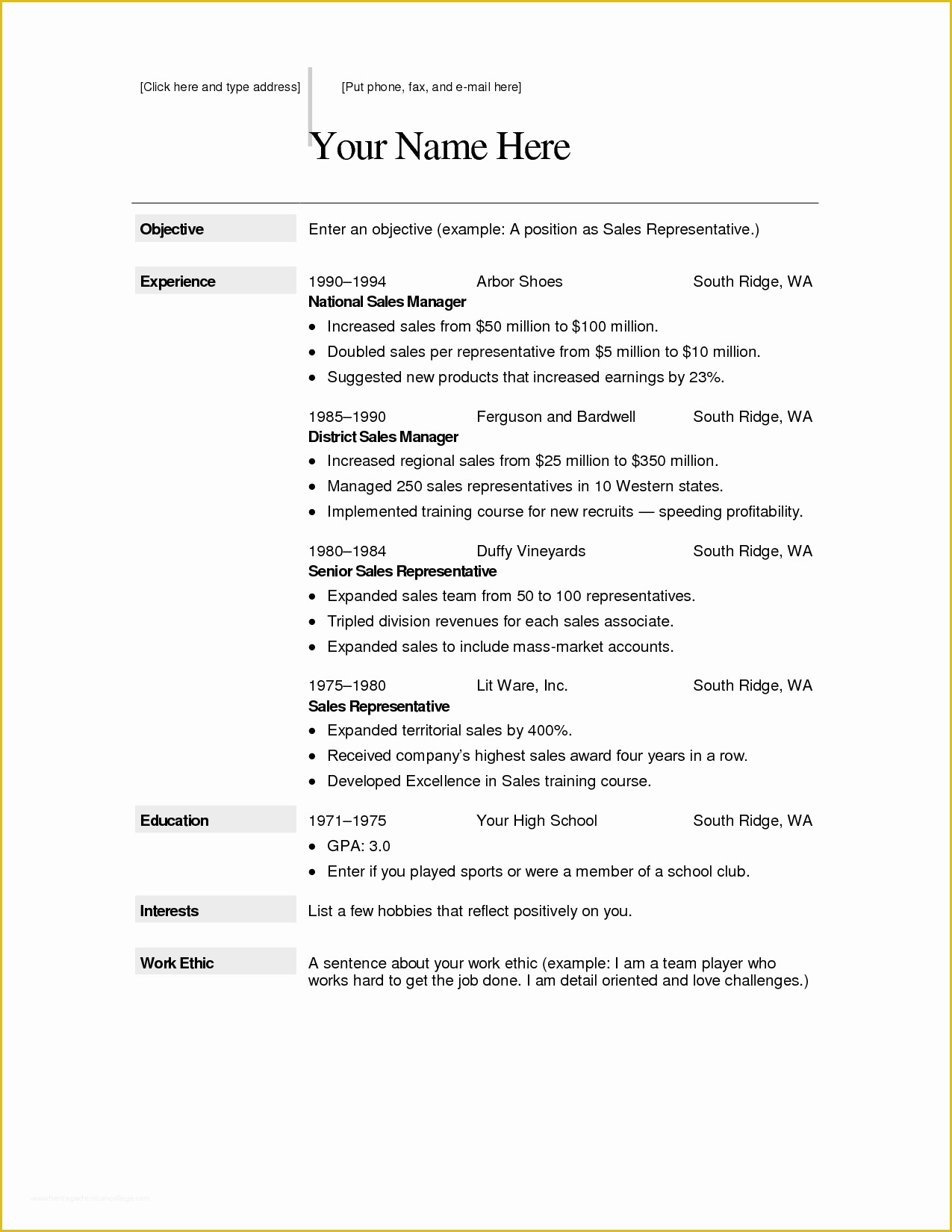 Free Online Resume Templates Printable Of Free Word Resume Templates