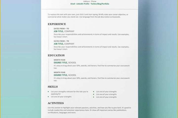 Free Online Resume Templates Printable Of Resume Templates for Word Free 15 Examples for Download