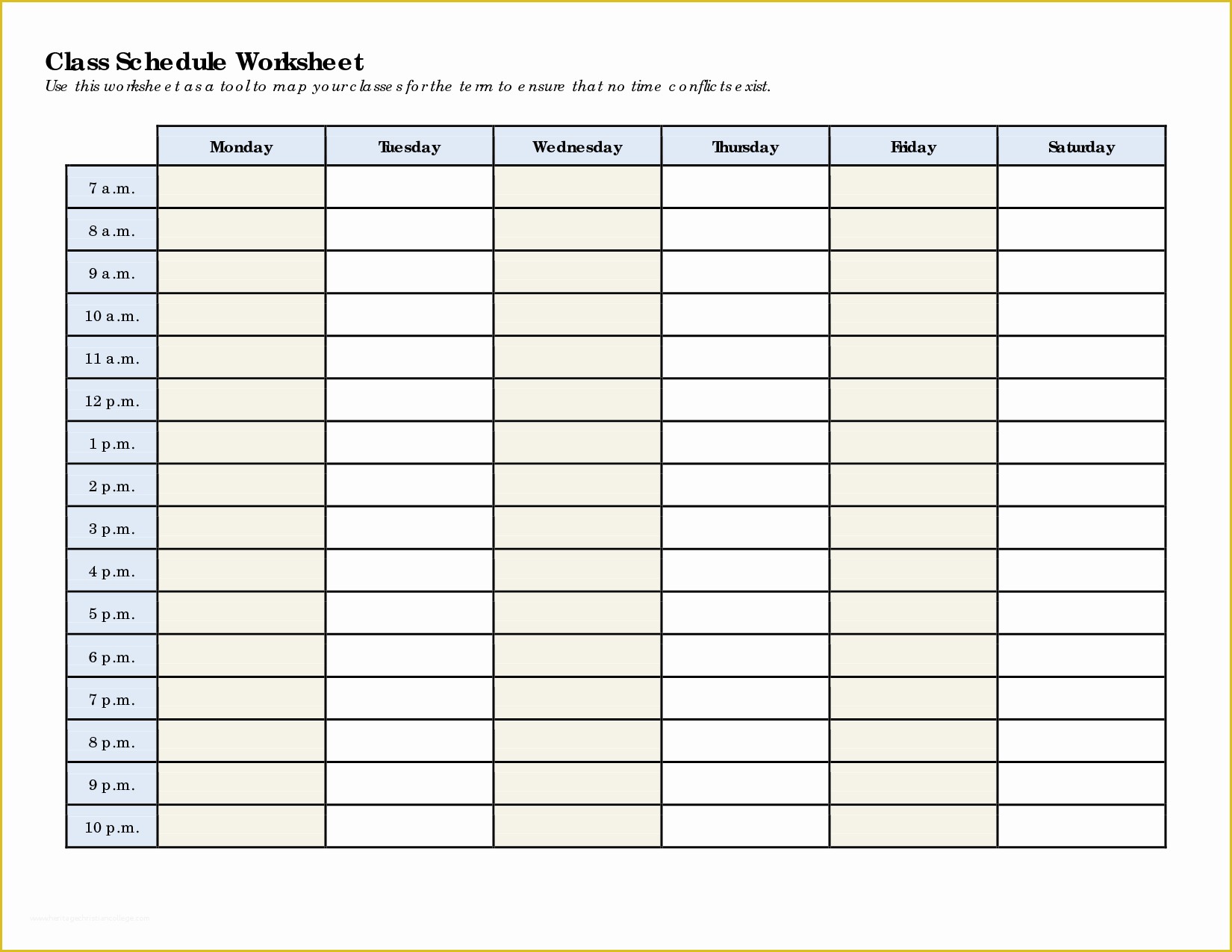 Free Online Schedule Template Of Class Schedule Template