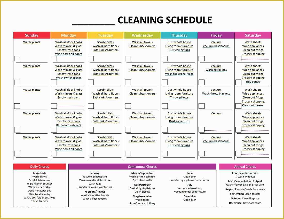 Free Online Schedule Template Of Daily Cleaning Schedule Template