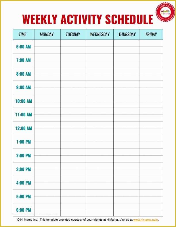 Free Online Schedule Template Of Daycare Weekly Schedule Template 5 Day