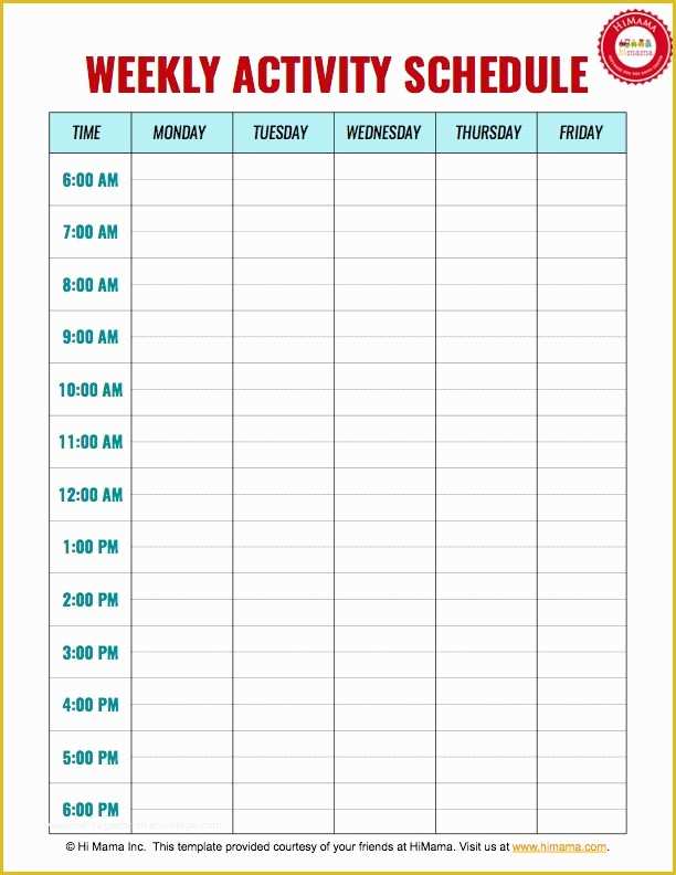 Free Online Schedule Template Of Daycare Weekly Schedule Template 5 Day