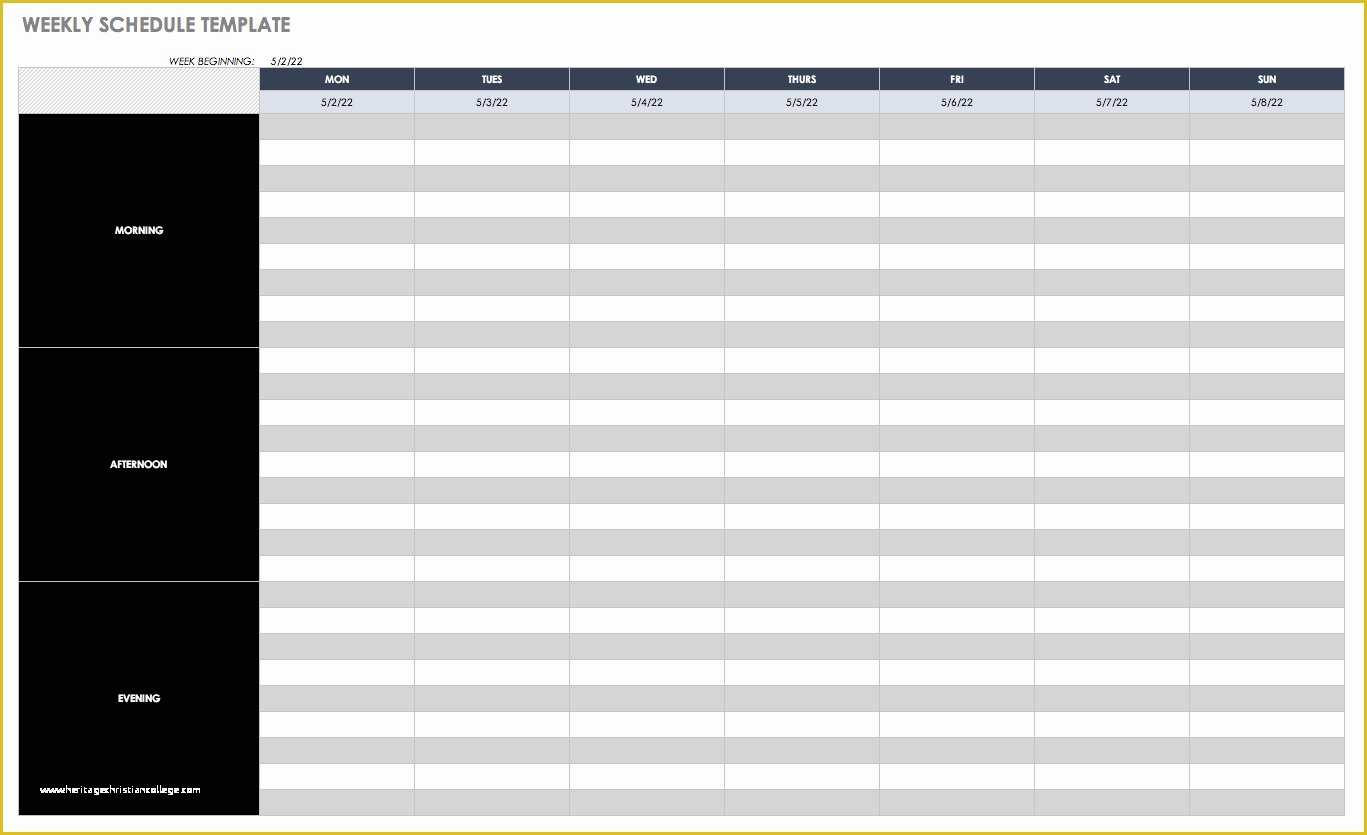 Free Online Schedule Template Of Free Weekly Schedule Templates for Excel Smartsheet