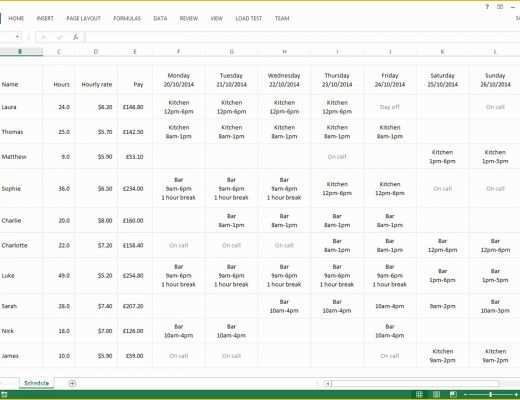Free Online Schedule Template Of Staff Roster Template Excel Free