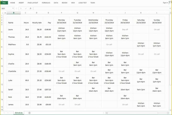 Free Online Schedule Template Of Staff Roster Template Excel Free