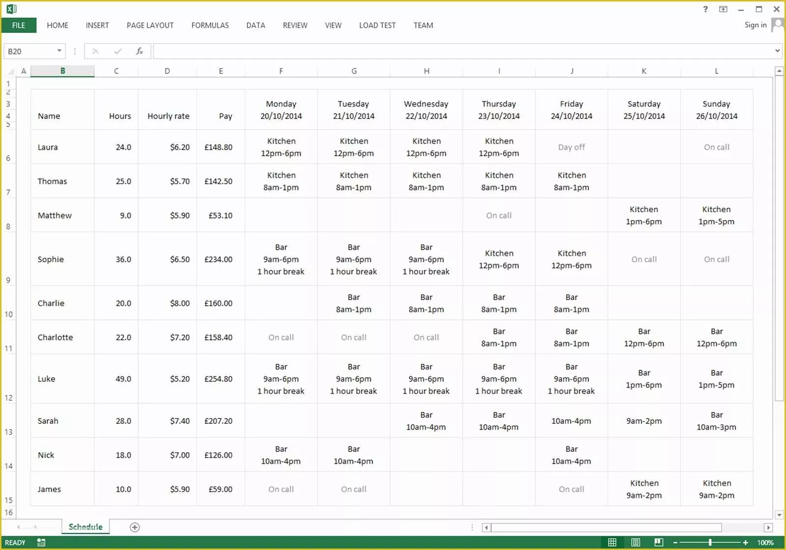 Free Online Schedule Template Of Staff Roster Template Excel Free