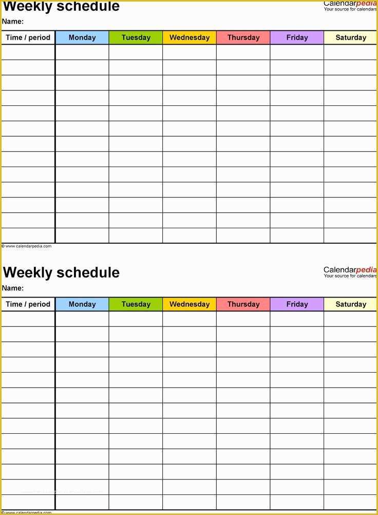 Free Online Schedule Template Of Weekly Schedule Template for Word Version 9 2 Schedules