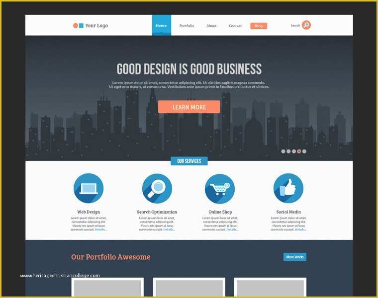 Free Online Website Templates Of Flat Business Website Template Free Psd