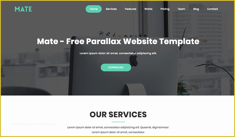 Free Online Website Templates Of Mate Free Parallax Website Template Uideck