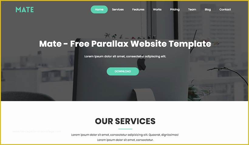 Free Online Website Templates Of Mate Free Parallax Website Template Uideck