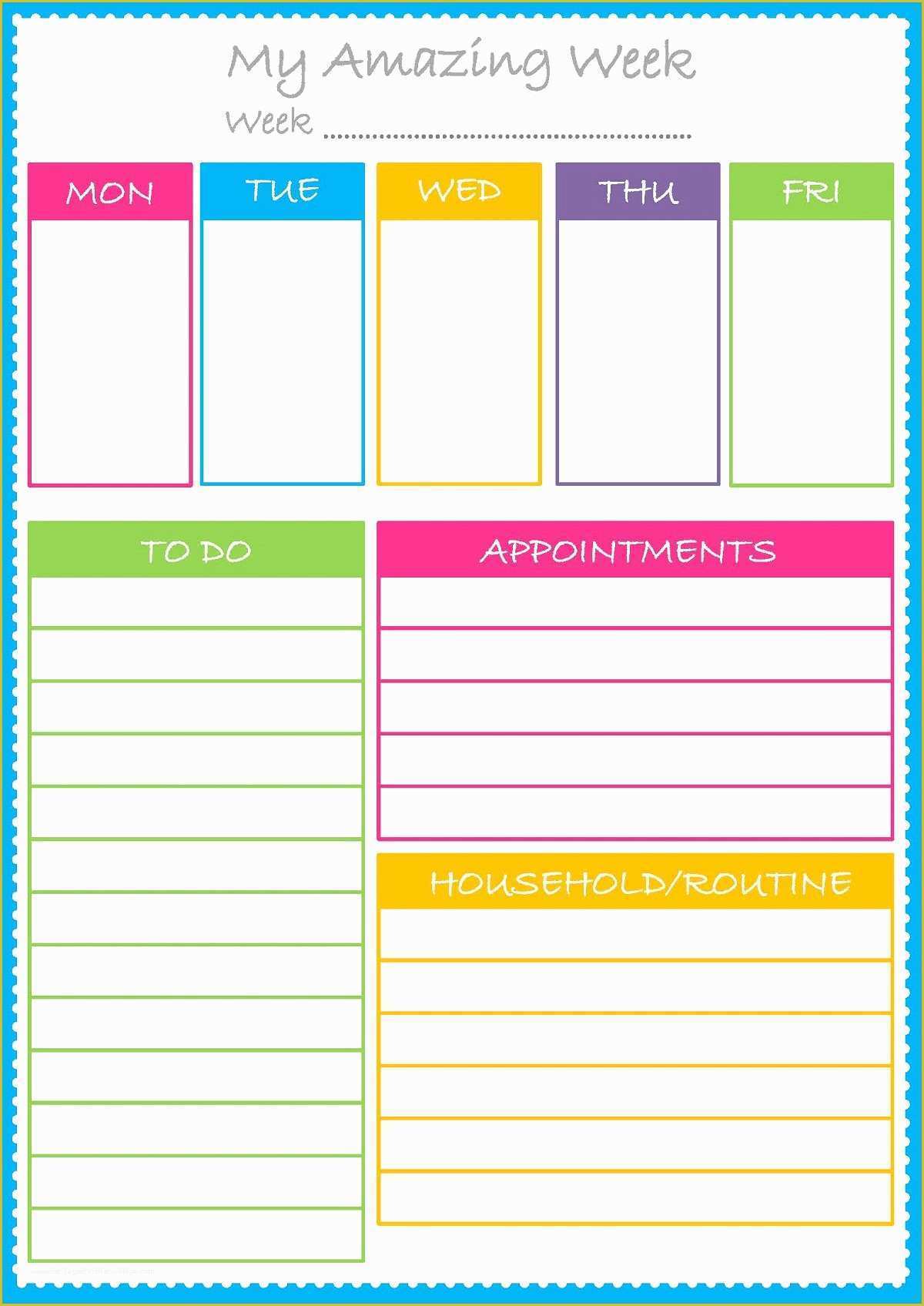 Free Online Weekly Planner Template Of Free Colorful Planner Pages Best