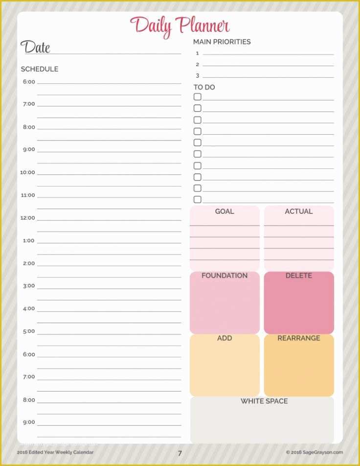Free Online Weekly Planner Template Of Free Printable Worksheet Daily Planner for 2016