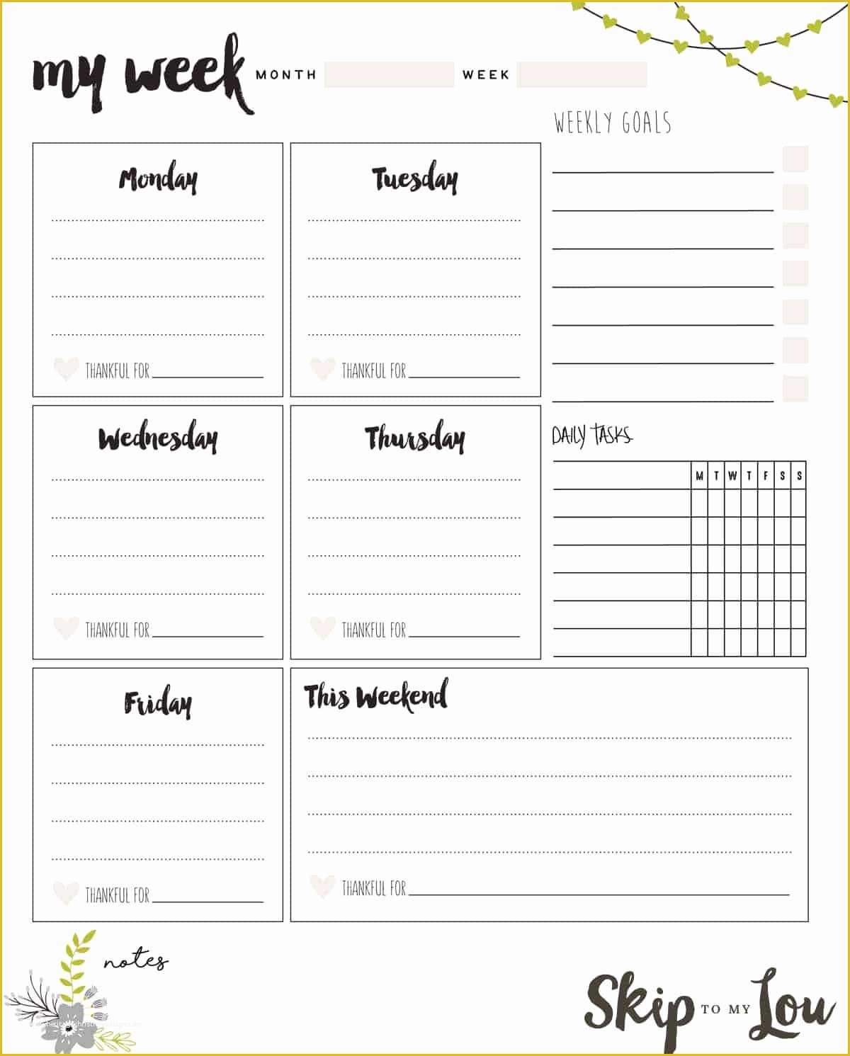 Free Online Weekly Planner Template Of Printable Weekly Planner