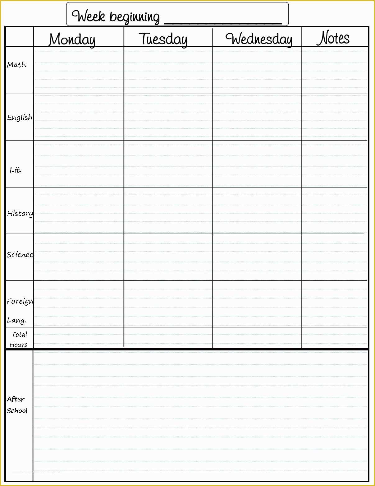 Free Online Weekly Planner Template Of Student Planner Template Free Printable