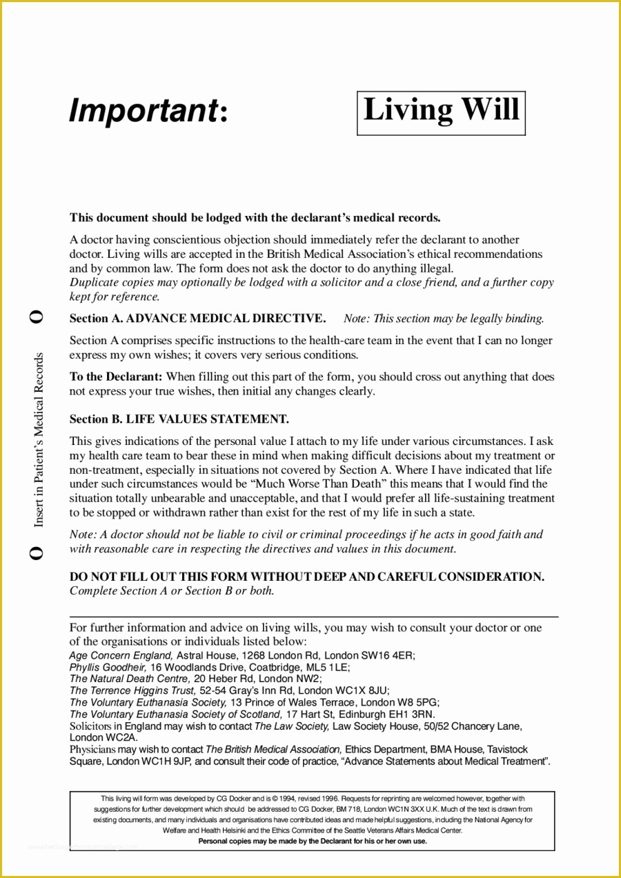 Free Online Will Template Of 2018 Living Will form Fillable Printable Pdf & forms