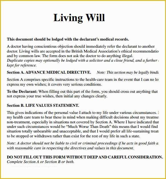 Free Online Will Template Of 8 Living Will Samples