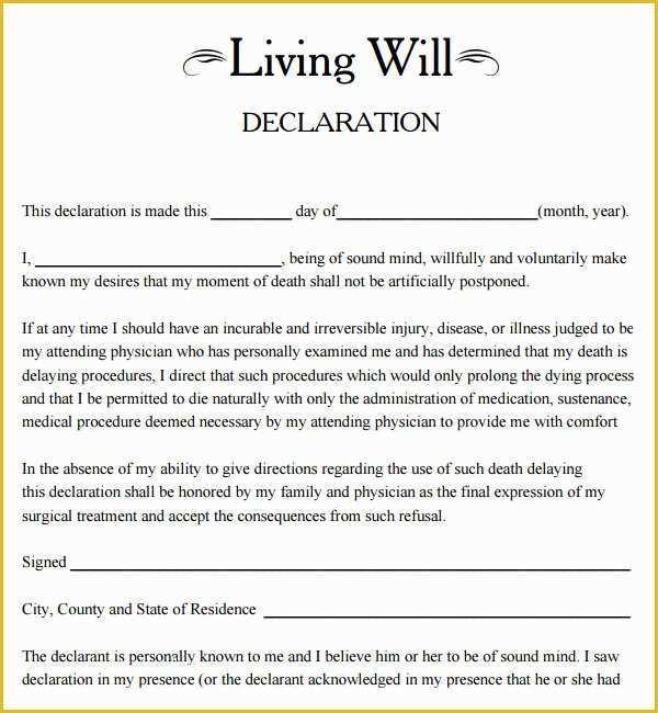 Free Online Will Template Of 9 Sample Living Wills Pdf