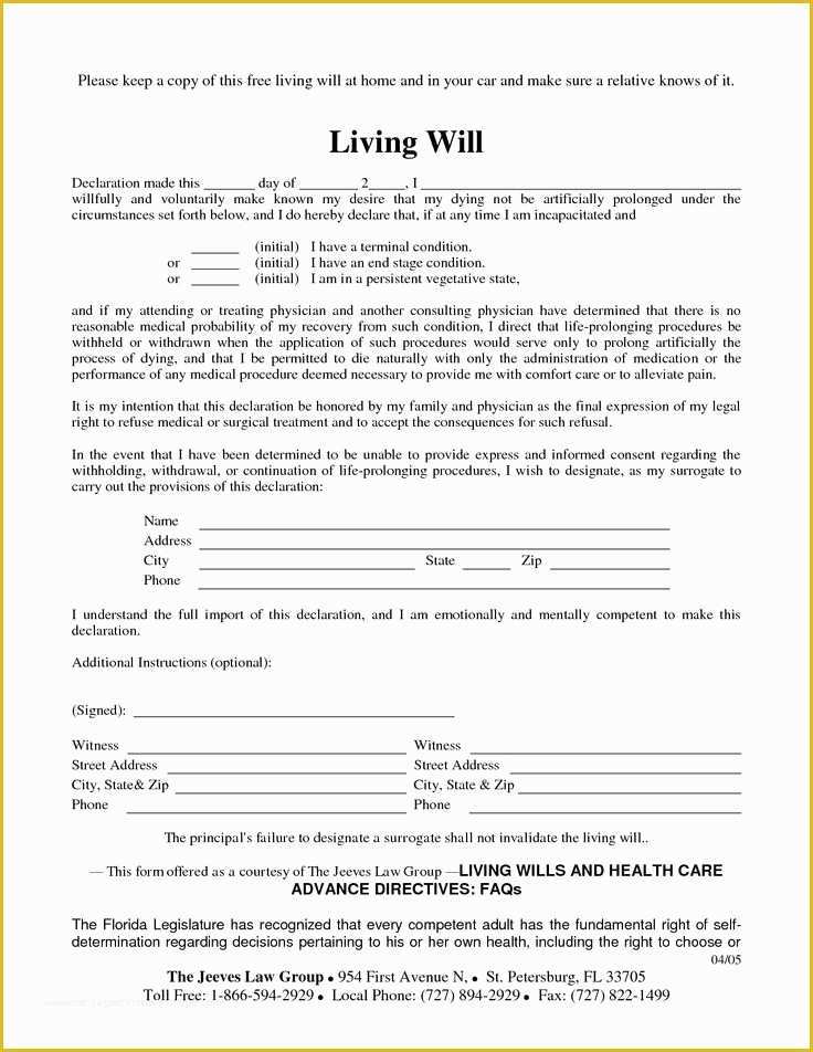 Free Online Will Template Of Free Copy Of Living Will by Richard Cataman Living Will