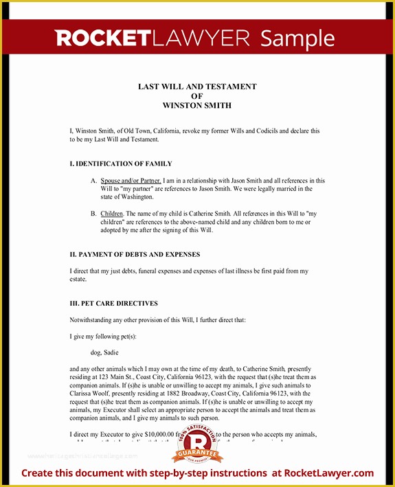 Free Online Will Template Of Last Will and Testament form Estate Planning Made Simple