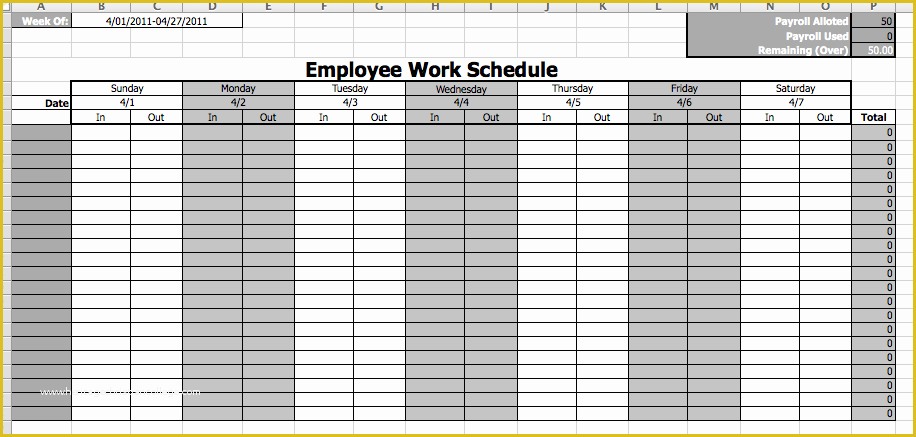 Free Online Work Schedule Template Of 8 Best Of Printable Employee Work Calendar Template