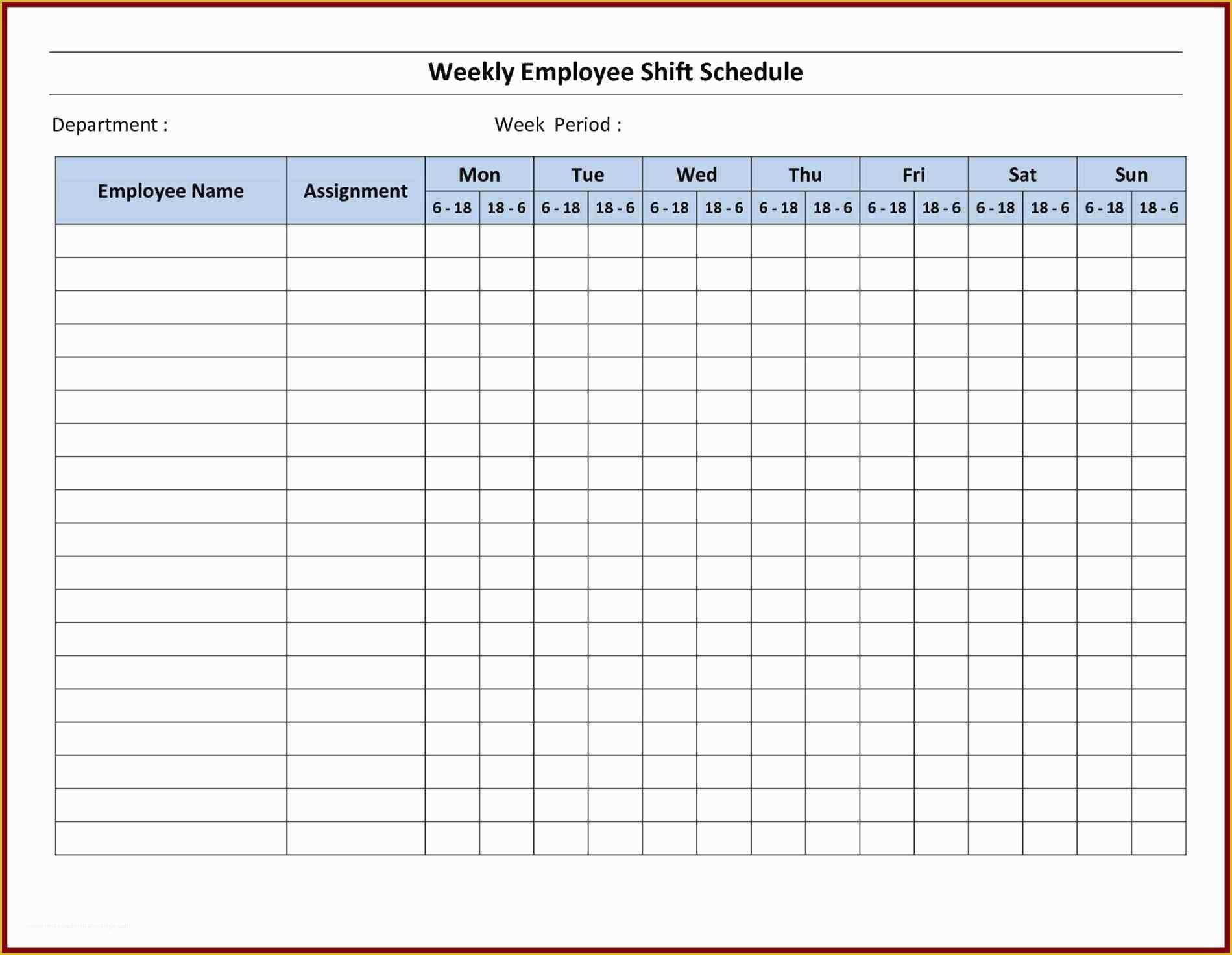 Free Online Work Schedule Template Of Printable Schedule Maker