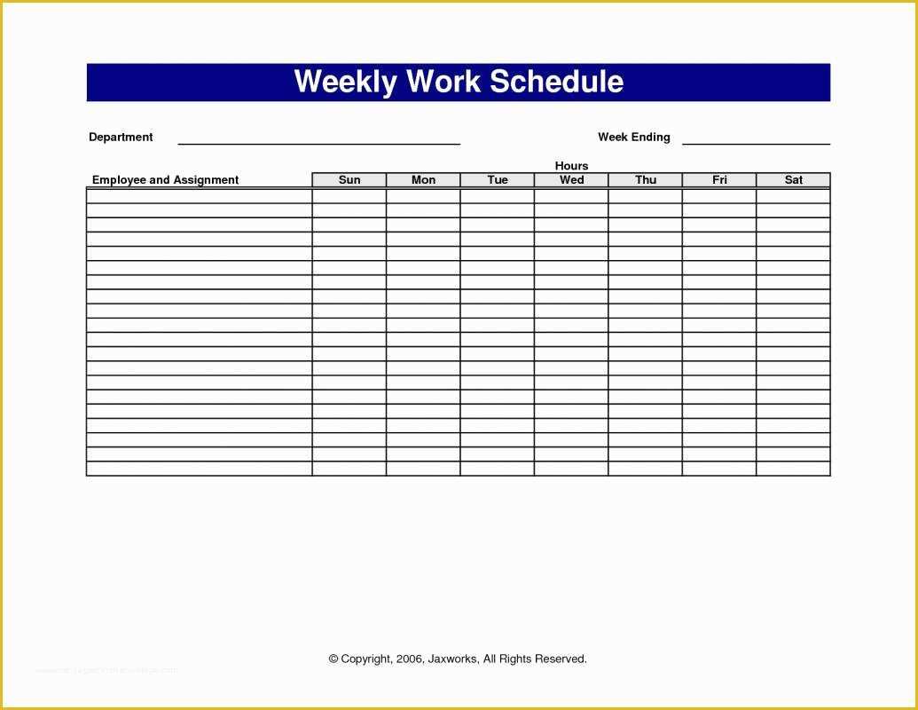 Free Online Work Schedule Template Of Weekly Work Schedule Template