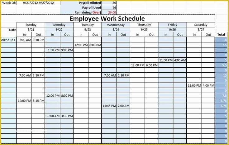 Free Online Work Schedule Template Of Work Schedule Templates Free Downloads