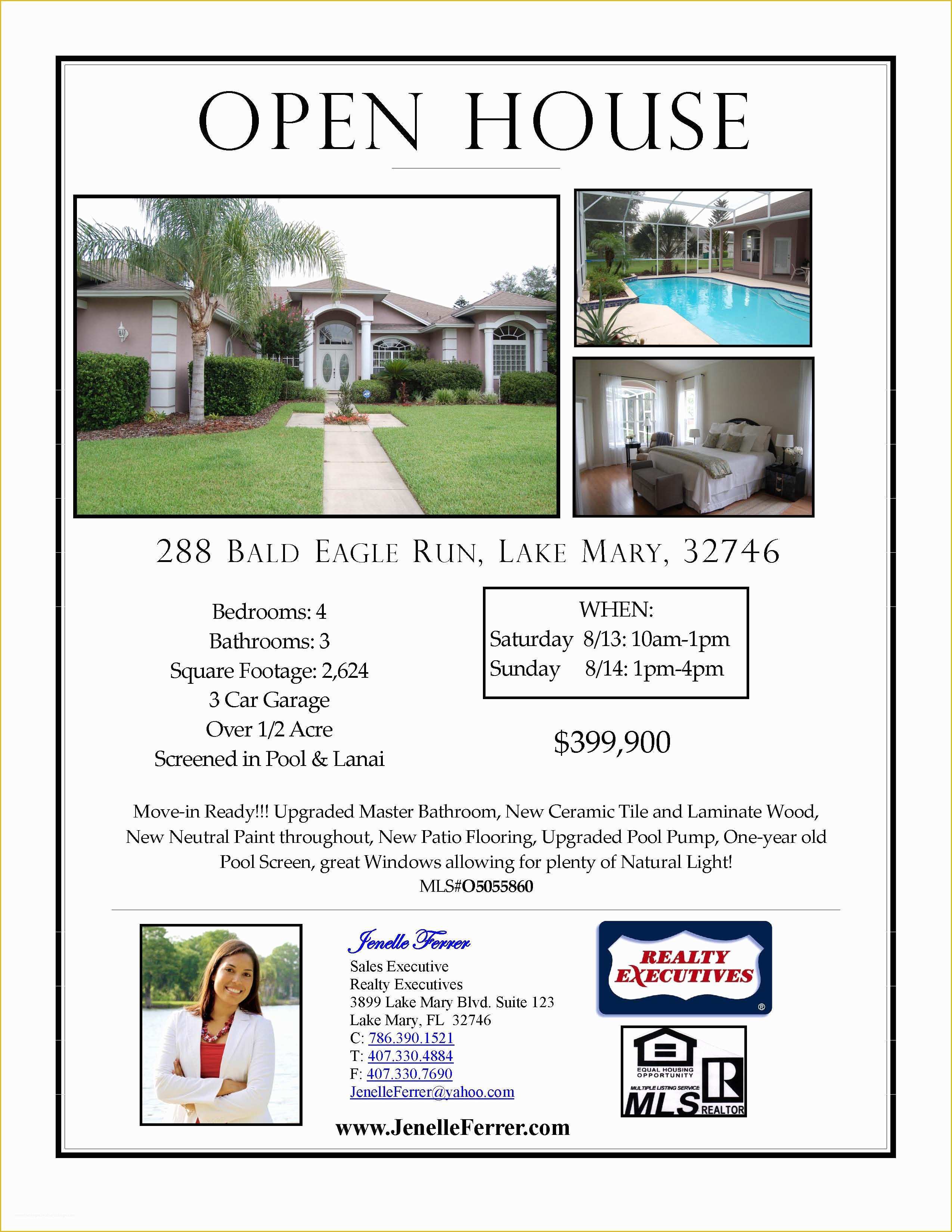 Free Open House Flyer Template Of Lake Mary Fl Home