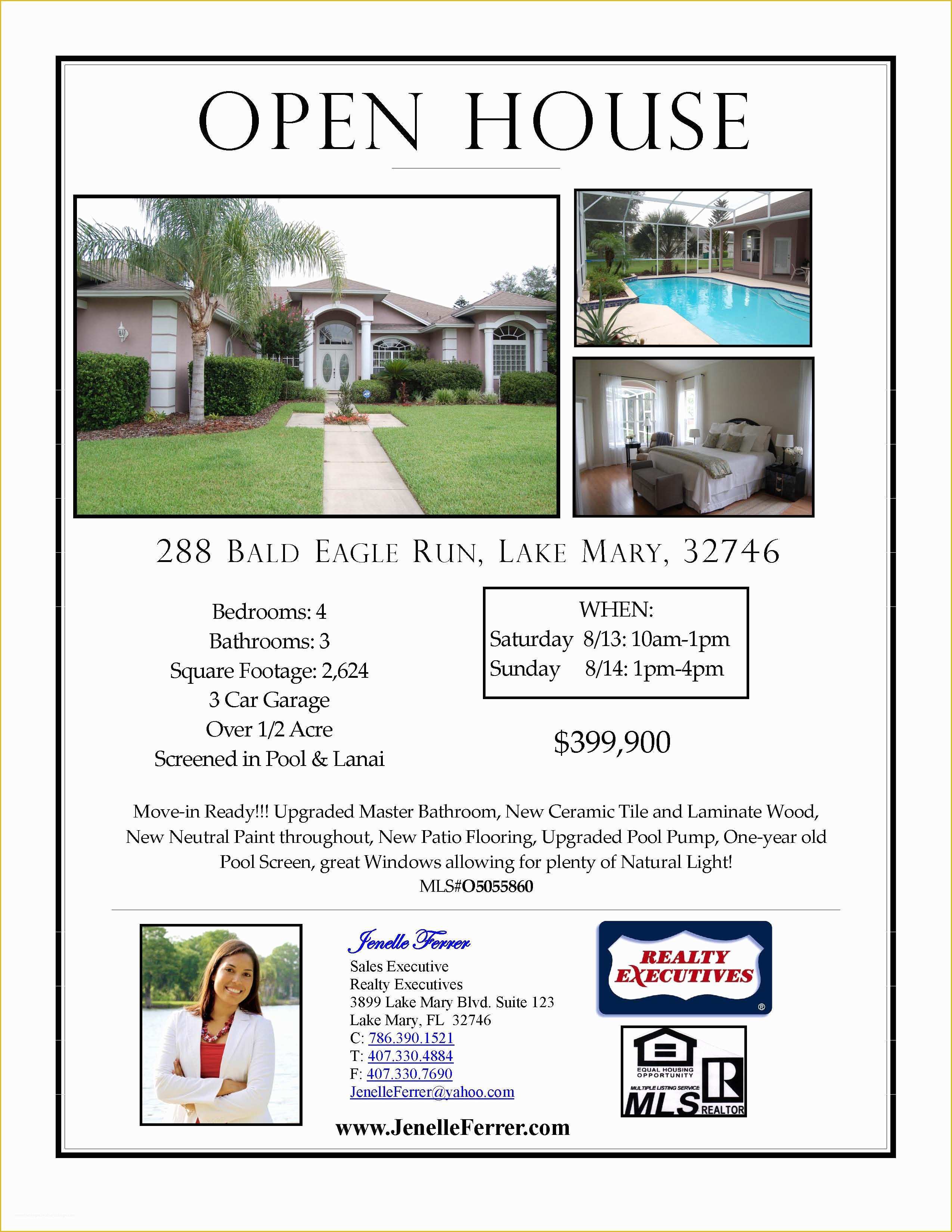 Free Open House Templates for Real Estate Of Lake Mary Fl Home