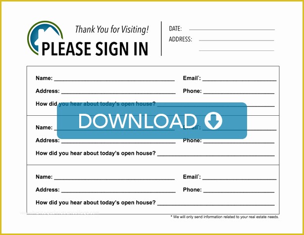 Free Open House Templates for Real Estate Of Real Estate Open House Sign In Sheet Free Template Download