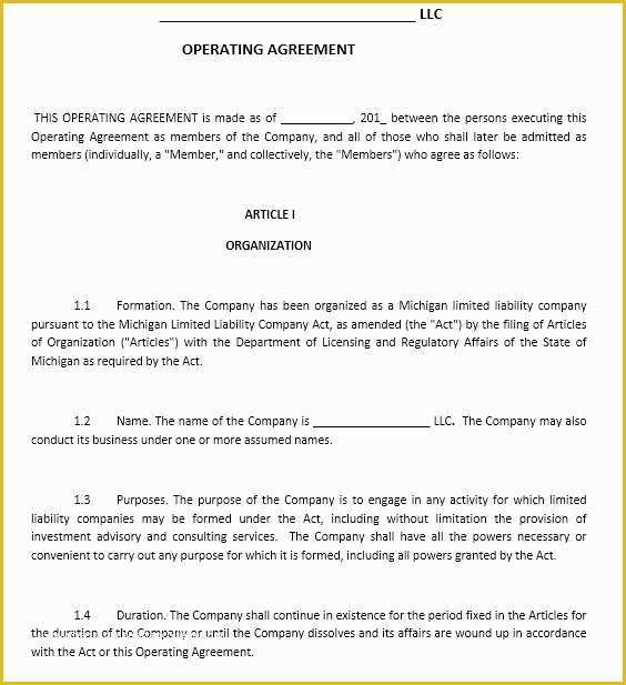 Free Operating Agreement Template Of 13 Free Sample Operating Agreement Templates Printable