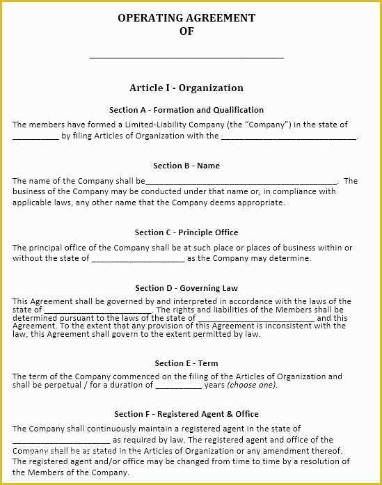 Free Operating Agreement Template Of 13 Free Sample Operating Agreement Templates Printable