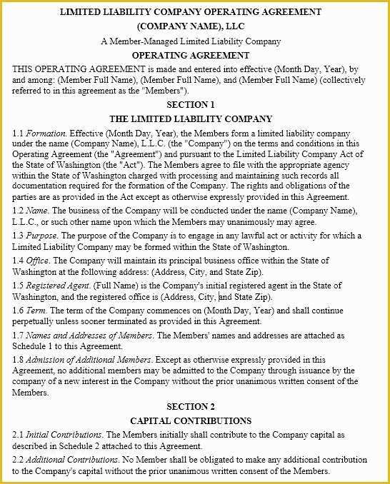 Free Operating Agreement Template Of 13 Free Sample Operating Agreement Templates Printable