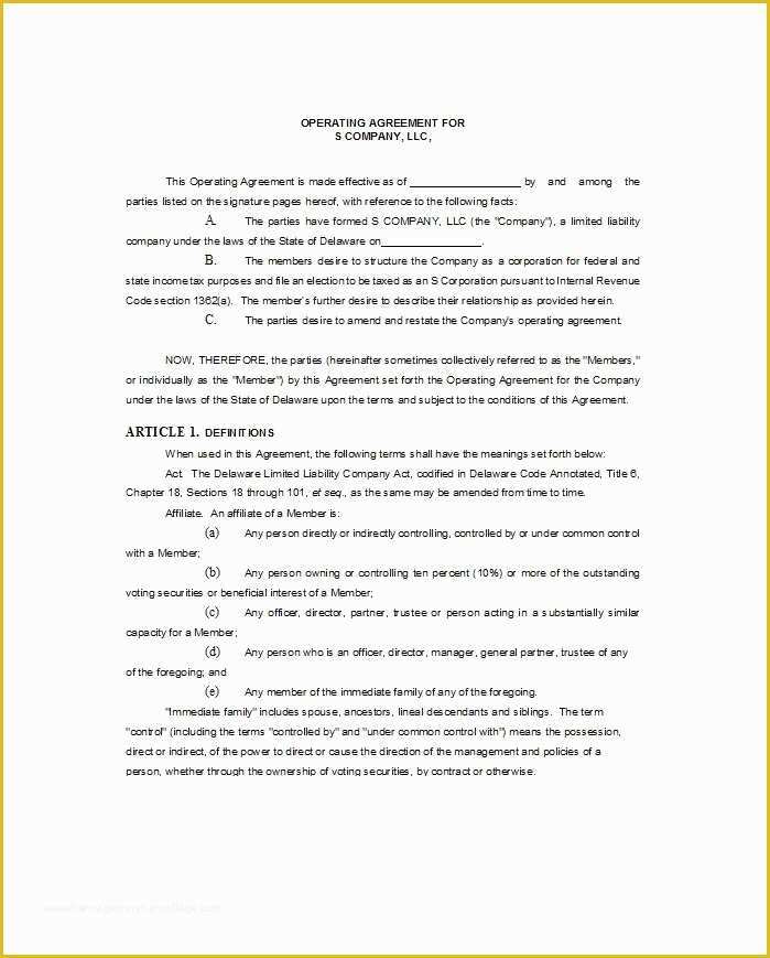 Free Operating Agreement Template Of 30 Free Professional Llc Operating Agreement Templates