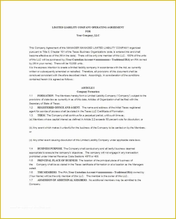 Free Operating Agreement Template Of 30 Free Professional Llc Operating Agreement Templates