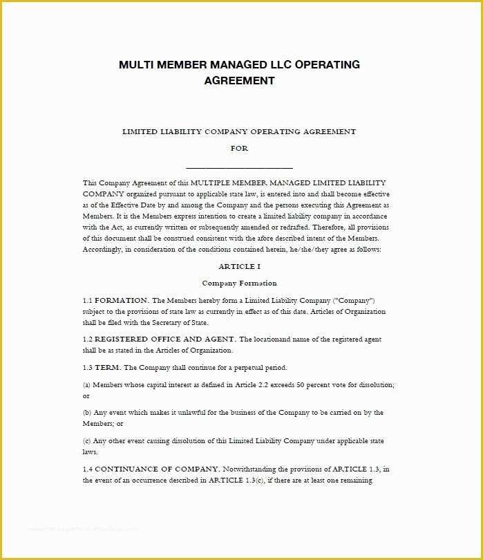 Free Operating Agreement Template Of 30 Free Professional Llc Operating Agreement Templates