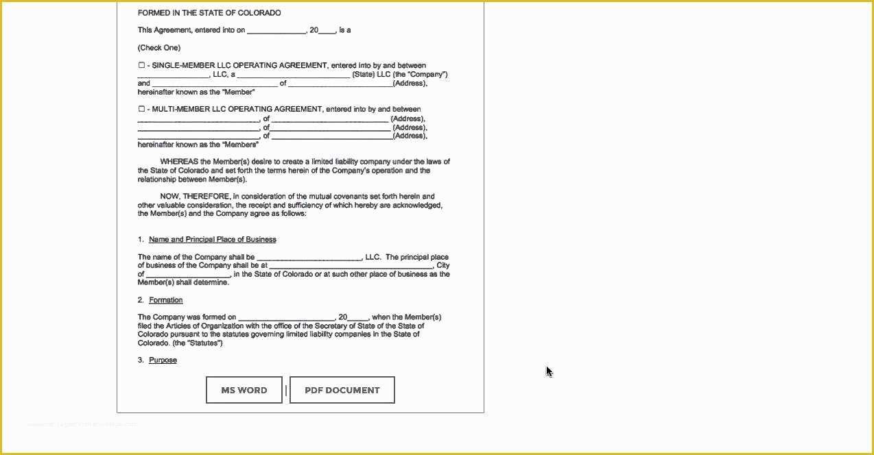 Free Operating Agreement Template Of Free Colorado Llc Operating Agreement Template