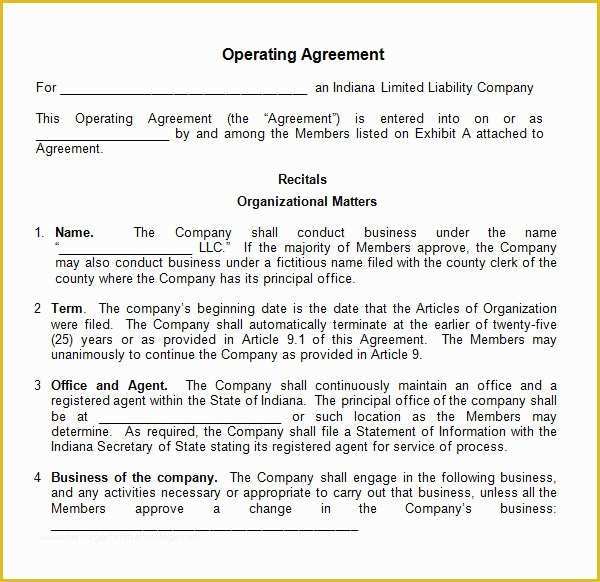 Free Operating Agreement Template Of Operating Agreement 11 Free Pdf Google Doc Apple
