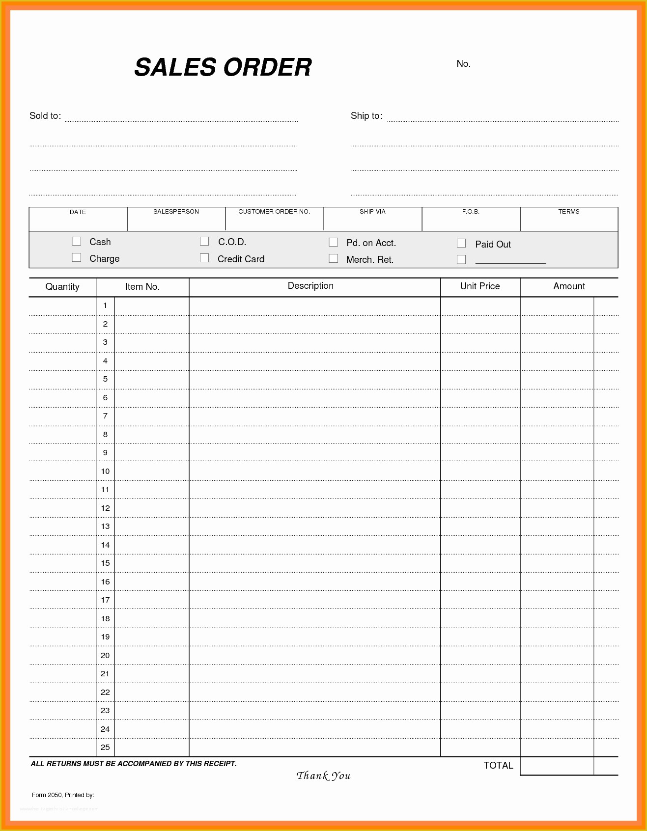 Free order form Template Word Of 9 Blank order Slip