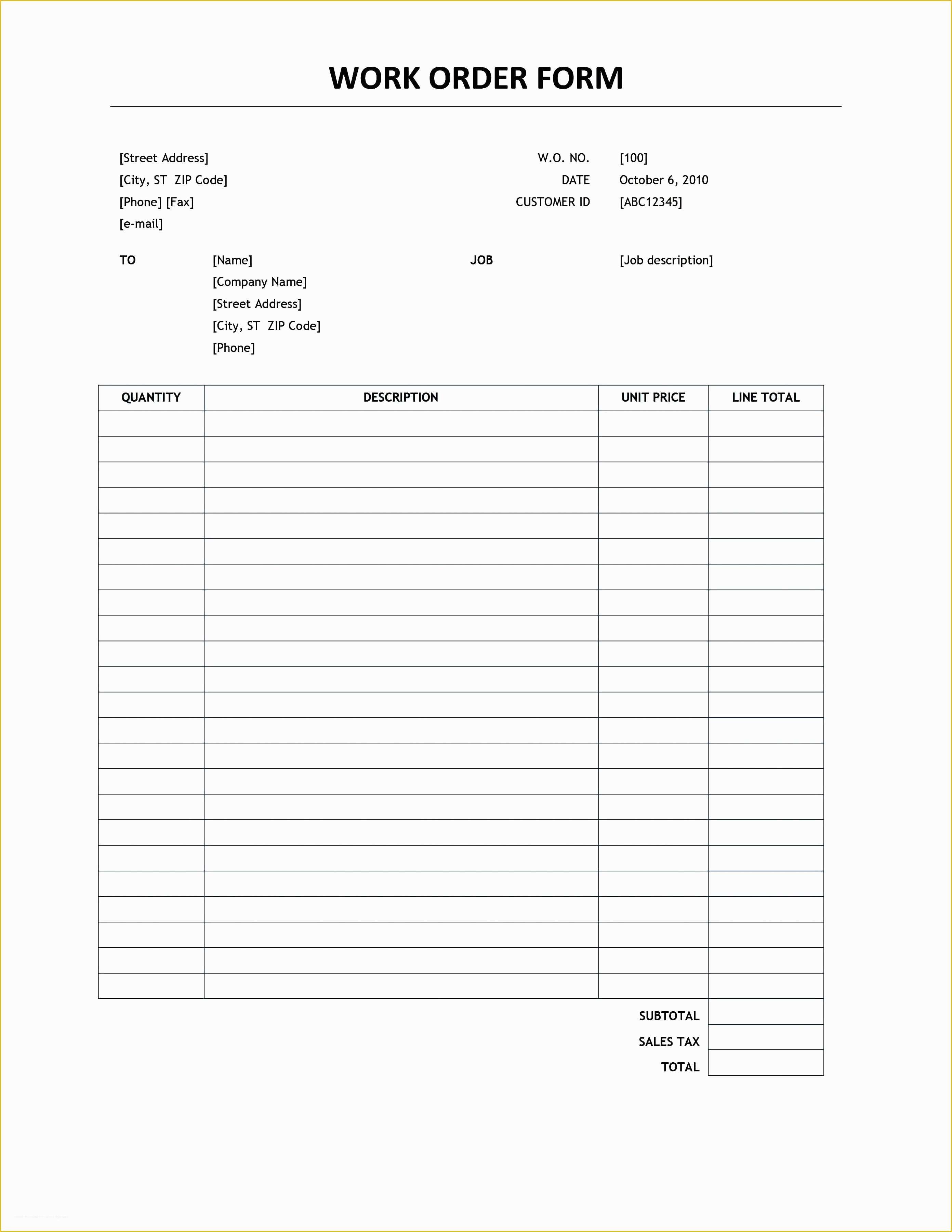 Free order form Template Word Of Simple order form Template Word